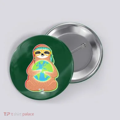 Earth Day Sloth Button