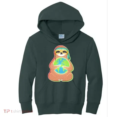 Earth Day Sloth Kids Hoodie