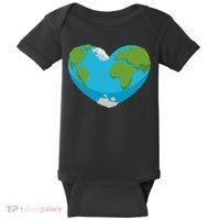 Earth Shaped Heart Baby Bodysuit thumb 0