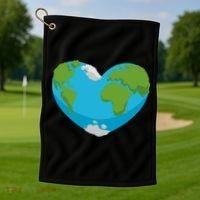 Earth Shaped Heart Golf Towel thumb 1