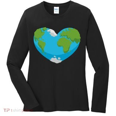 Earth Shaped Heart Women's Long Sleeve Shirt
