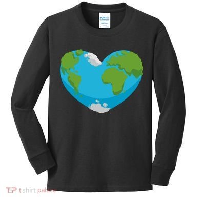 Earth Shaped Heart Kids Long Sleeve Shirt