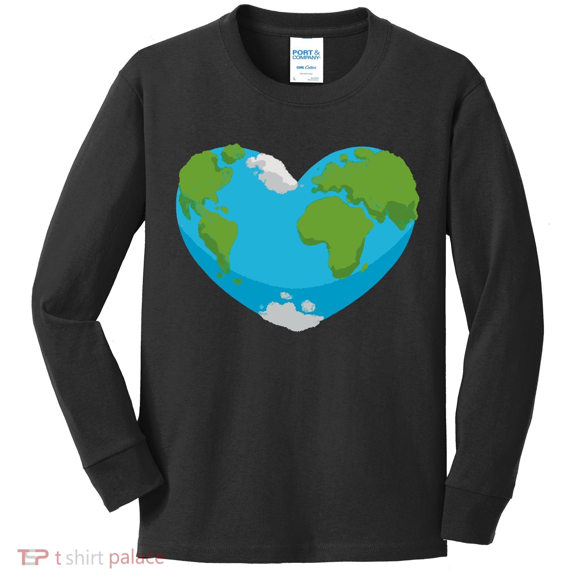 Earth Shaped Heart Kids Long Sleeve Shirt