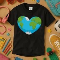 Earth Shaped Heart Kids T-Shirt thumb 3
