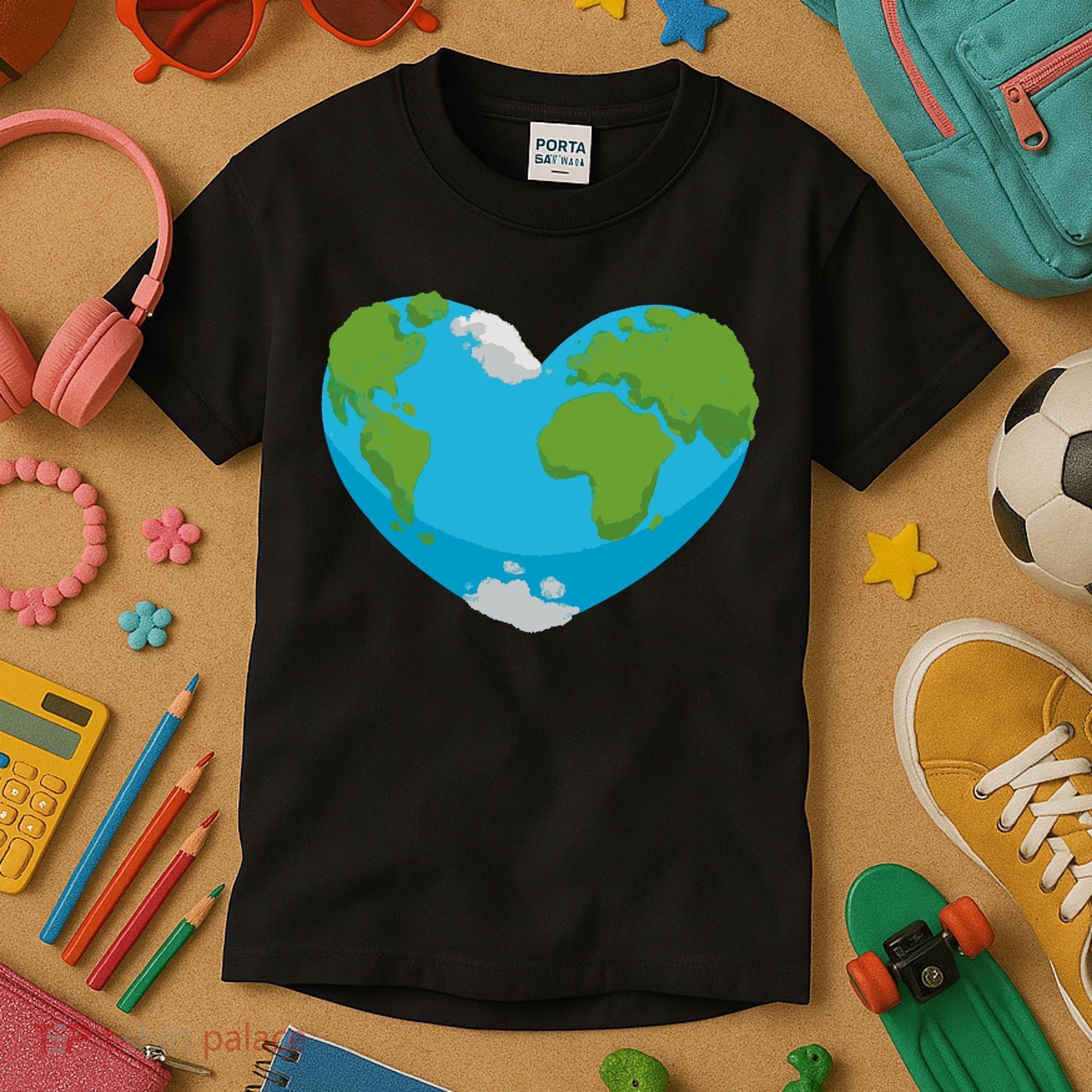 Earth Shaped Heart Kids T-Shirt