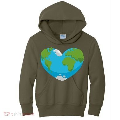 Earth Shaped Heart Kids Hoodie