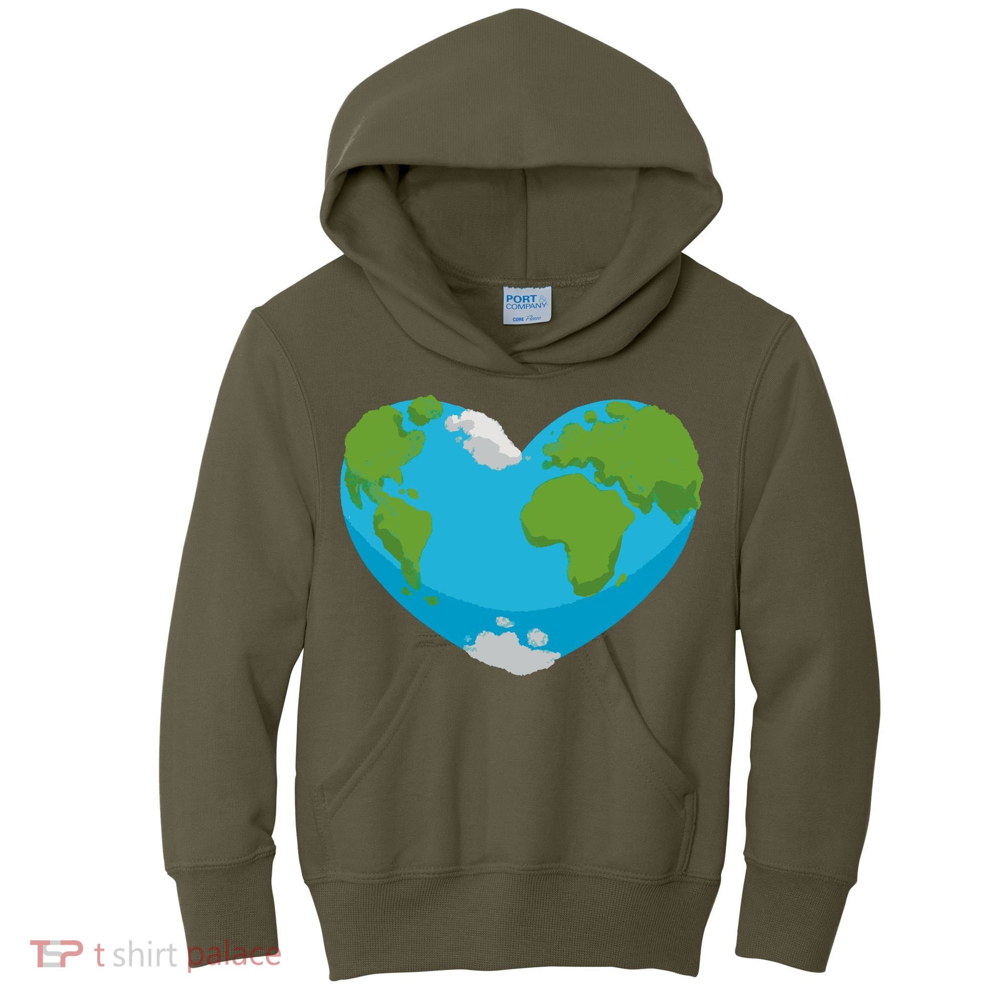 Earth Shaped Heart Kids Hoodie