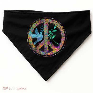 Earth Watercolor Peace Sign USA-Made Doggie Bandana