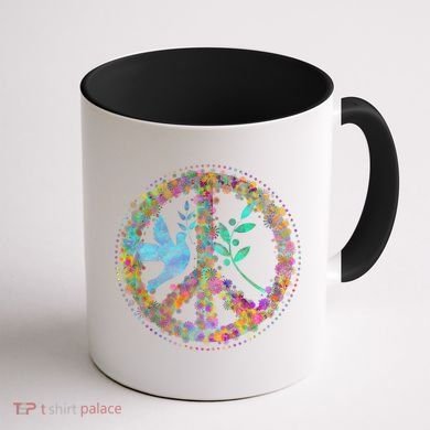 Earth Watercolor Peace Sign Coffee Mug back