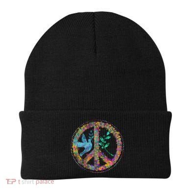 Earth Watercolor Peace Sign Beanie