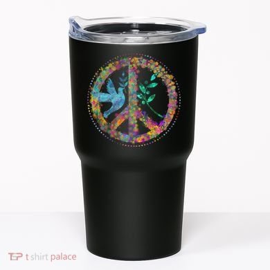 Earth Watercolor Peace Sign Tumbler
