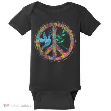 Earth Watercolor Peace Sign Baby Bodysuit