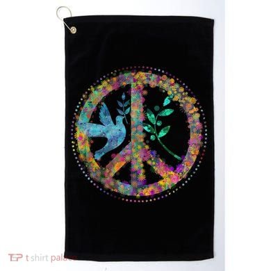 Earth Watercolor Peace Sign Golf Towel