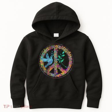Earth Watercolor Peace Sign Kids Hoodie