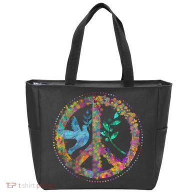 Earth Watercolor Peace Sign Tote Bag