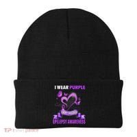 Epilepsy Awareness S I Wear Purple For My Daughter Beanie thumb 0