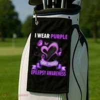 Epilepsy Awareness S I Wear Purple For My Daughter Golf Towel thumb 2