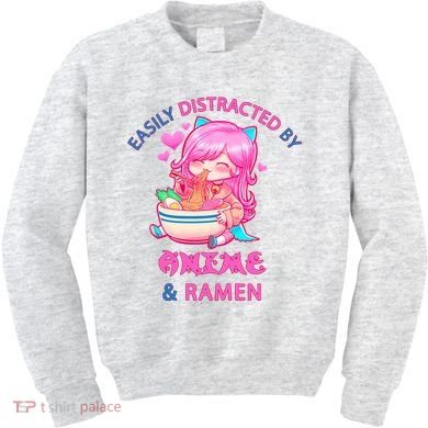 Easily Distracted By Anime & Ramen Kids Sweatshirt