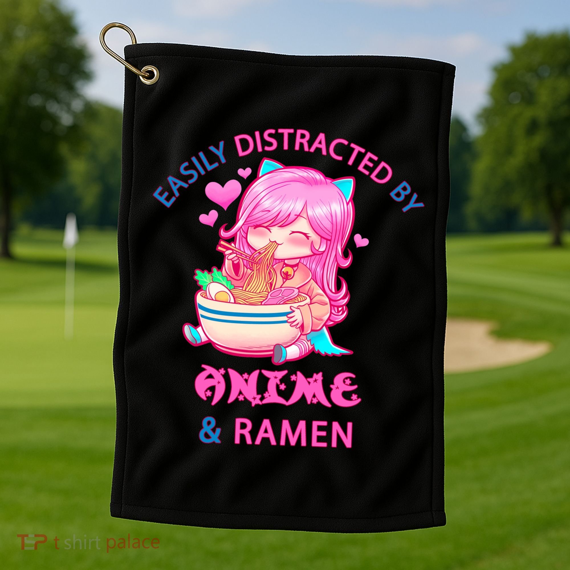 Easily Distracted By Anime & Ramen Golf Towel