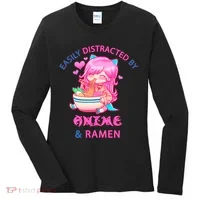 Easily Distracted By Anime & Ramen Women's Long Sleeve Shirt thumb 0