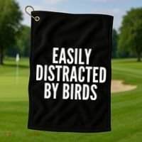 Easily Distracted By Birds Golf Towel thumb 1