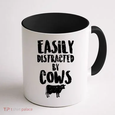 Easily Distracted By Cows Coffee Mug back