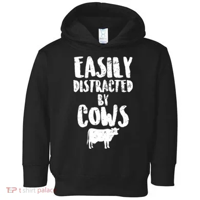 Easily Distracted By Cows Toddler Hoodie