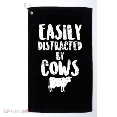 Easily Distracted By Cows Golf Towel