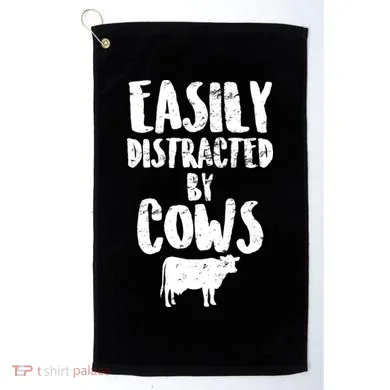Easily Distracted By Cows Golf Towel