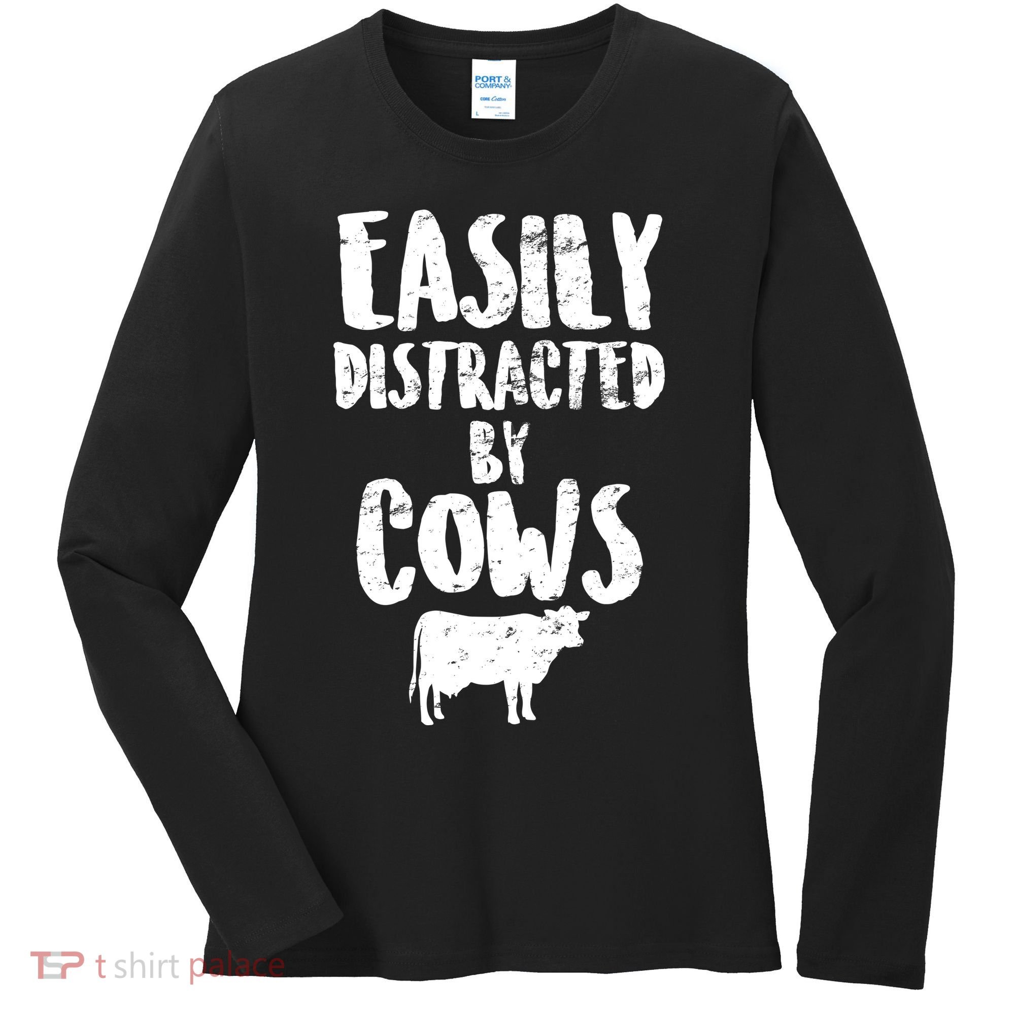Easily Distracted By Cows Women's Long Sleeve Shirt