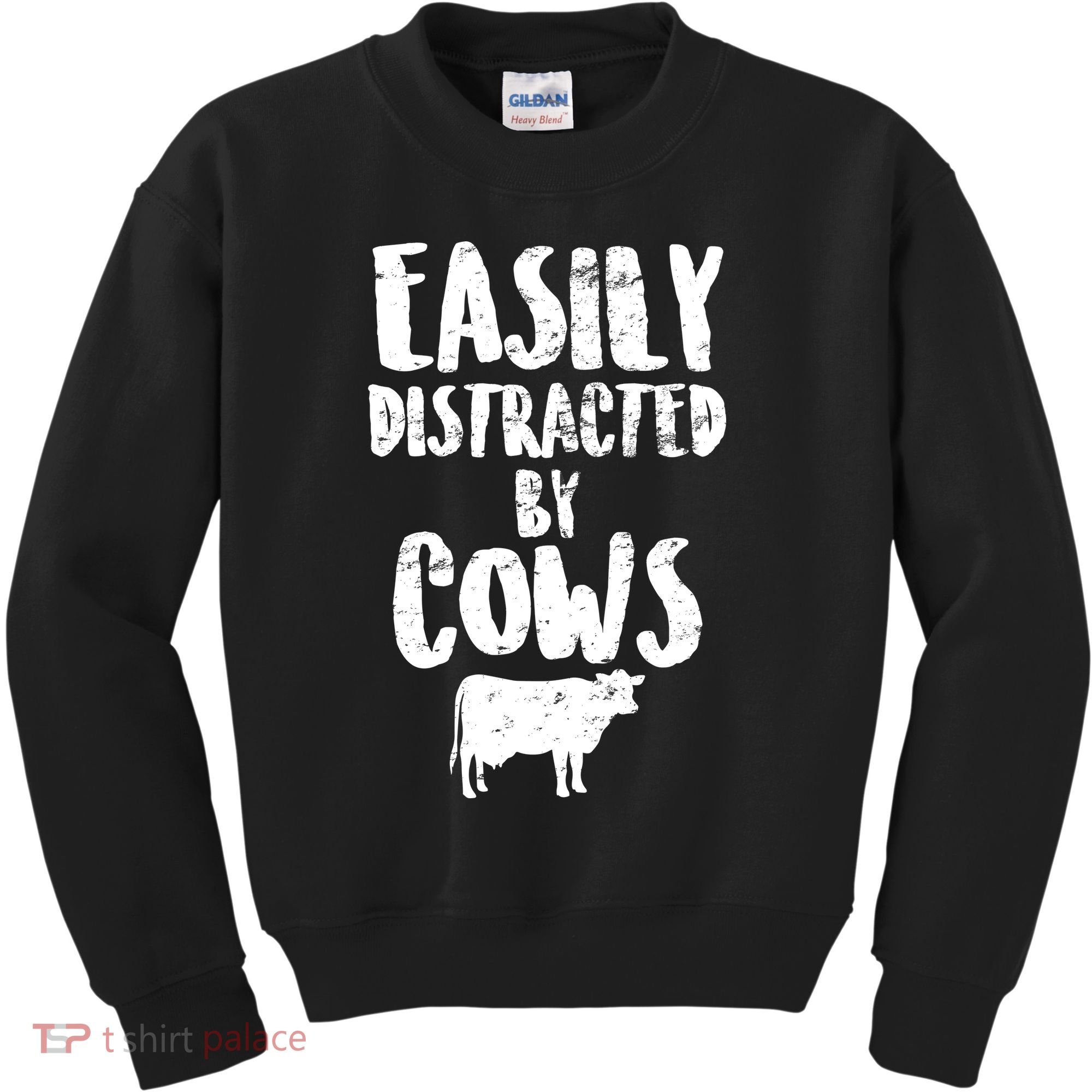 Easily Distracted By Cows Kids Sweatshirt