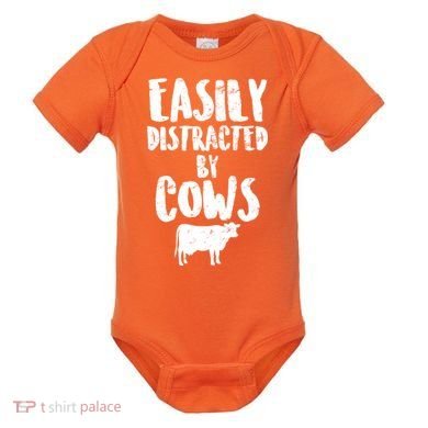 Easily Distracted By Cows Baby Bodysuit