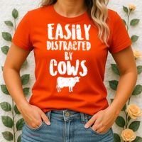 Easily Distracted By Cows Women's T-Shirt thumb 2
