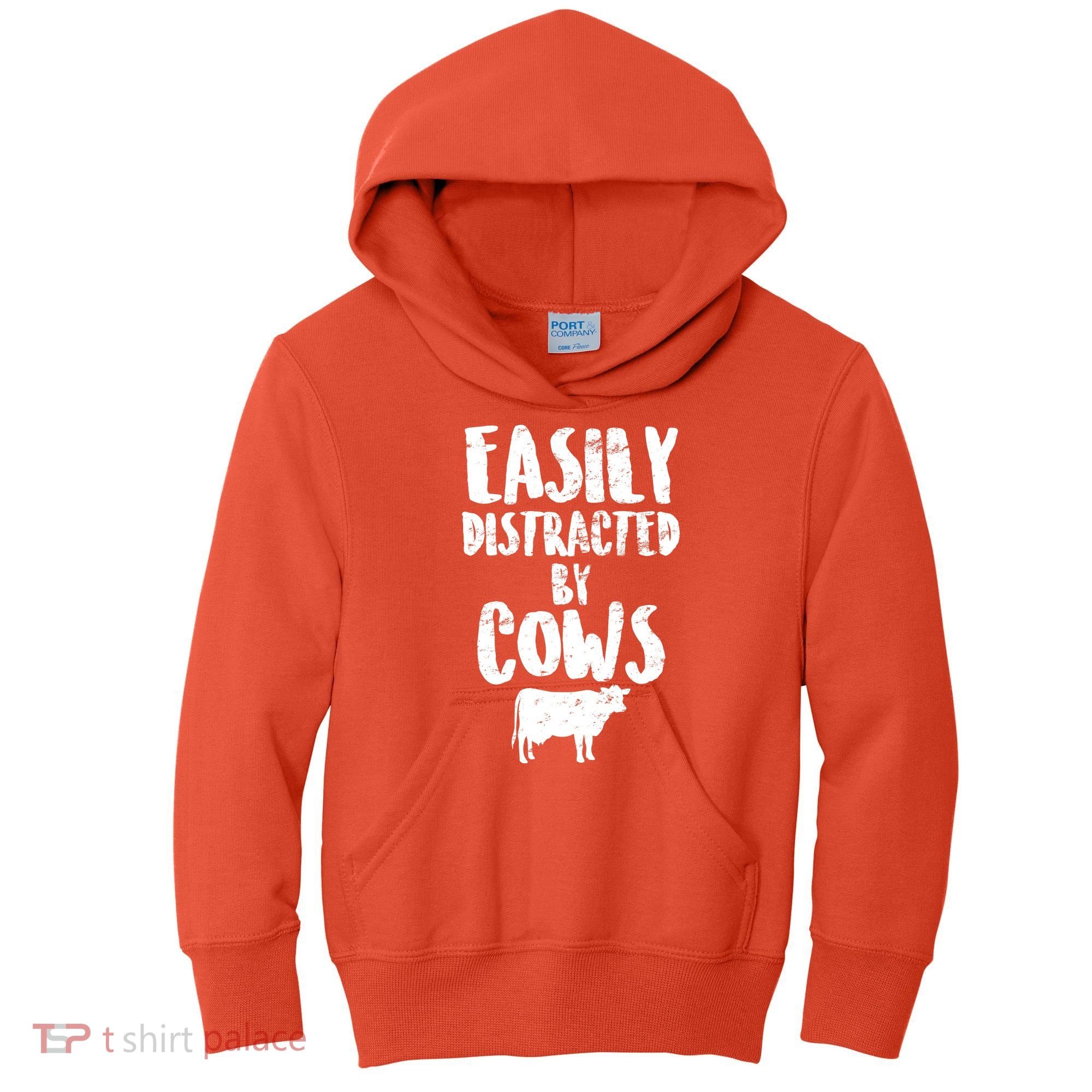 Easily Distracted By Cows Kids Hoodie