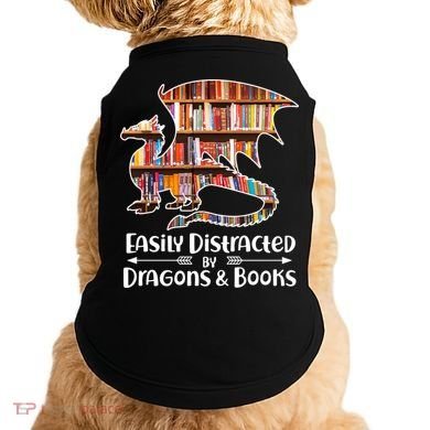 Easily Distracted By Dragons And Books Doggie Tank
