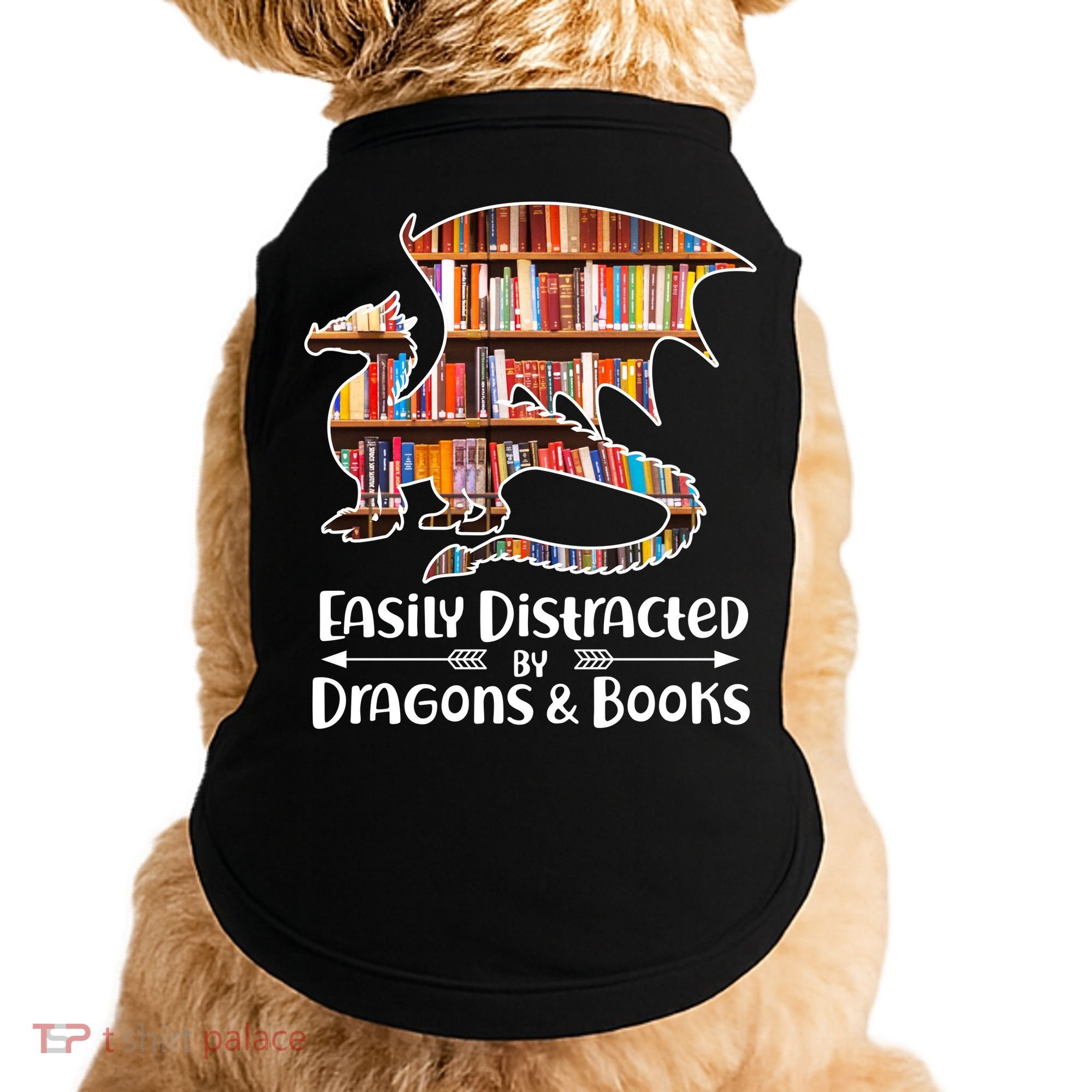 Easily Distracted By Dragons And Books Doggie Tank