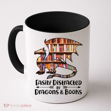 Easily Distracted By Dragons And Books Coffee Mug