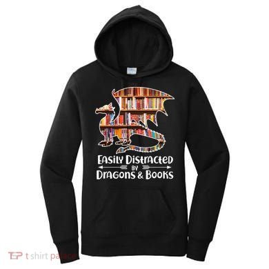 Easily Distracted By Dragons And Books Women's Hoodie