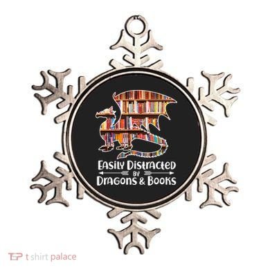 Easily Distracted By Dragons And Books Ornament