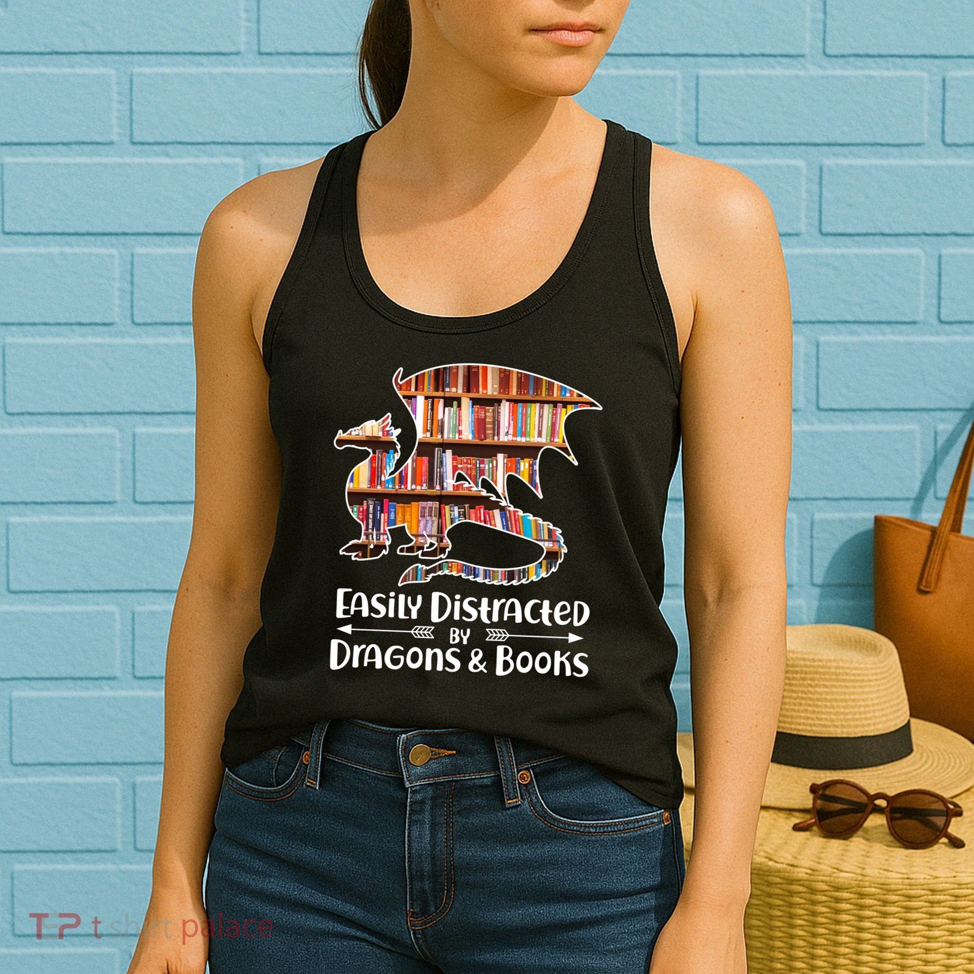 Easily Distracted By Dragons And Books Women's Tank Top