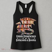 Easily Distracted By Dragons And Books Women's Tank Top thumb 3