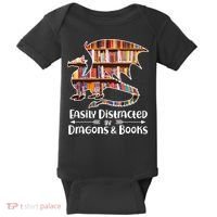 Easily Distracted By Dragons And Books Baby Bodysuit thumb 0