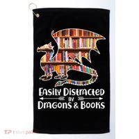 Easily Distracted By Dragons And Books Golf Towel thumb 0