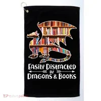 Easily Distracted By Dragons And Books Golf Towel thumb 0