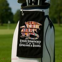 Easily Distracted By Dragons And Books Golf Towel thumb 2