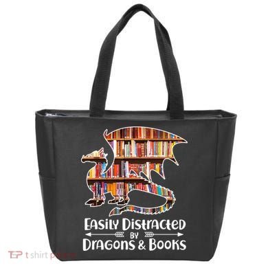 Easily Distracted By Dragons And Books Tote Bag