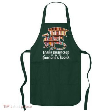Easily Distracted By Dragons And Books Apron