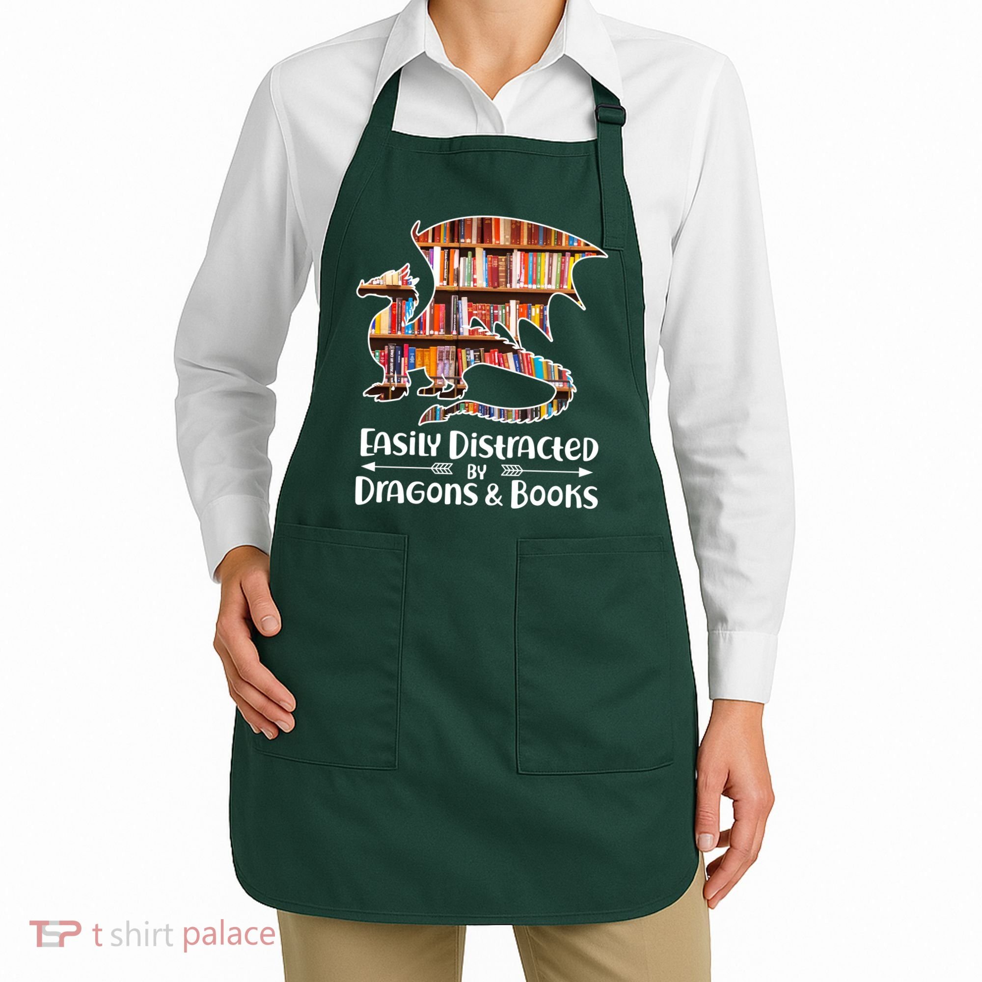 Easily Distracted By Dragons And Books Apron