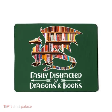 Easily Distracted By Dragons And Books Mousepad