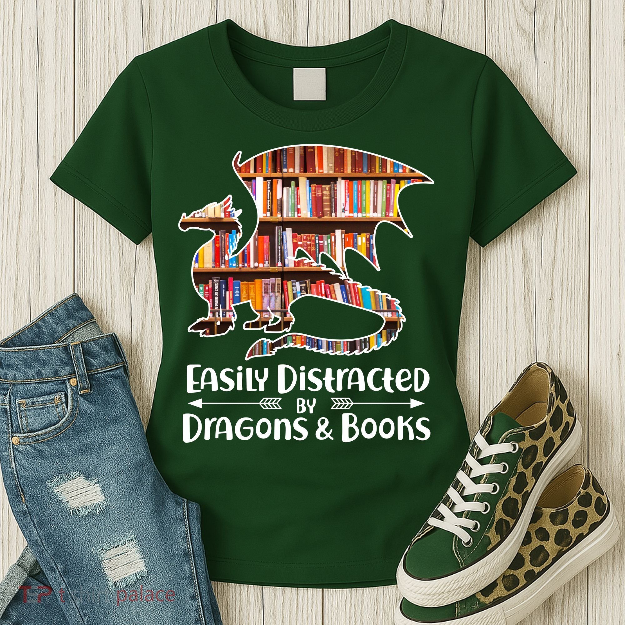 Easily Distracted By Dragons And Books Women's T-Shirt